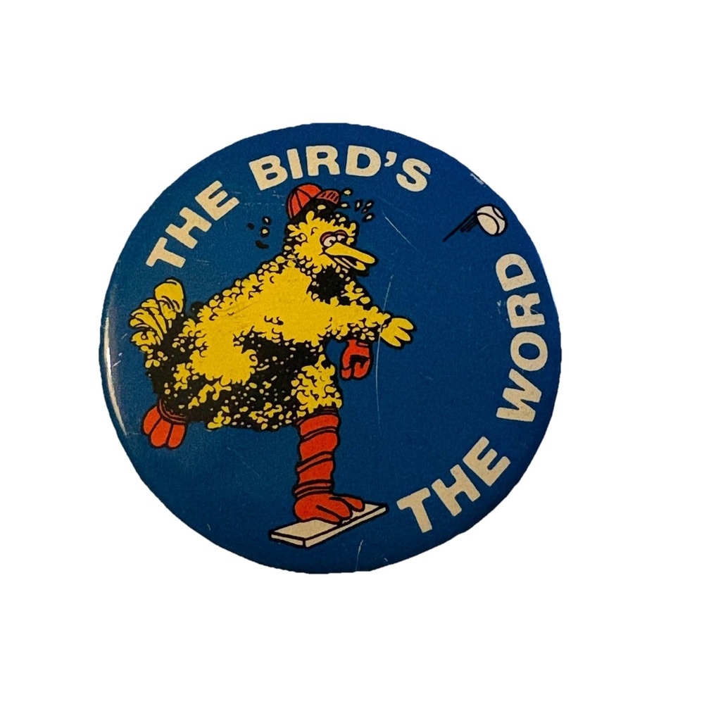 1970s Detriot Tigers The Bird's the Word Mark Fidrych Vintage Pin, Sesame Street